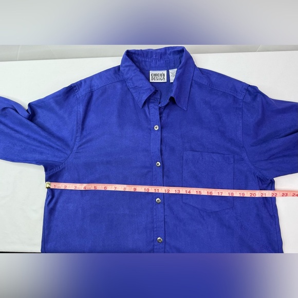 Chico's Design Purple Button-Up Blouse Long Sleeves Size Large - Picture 7 of 8